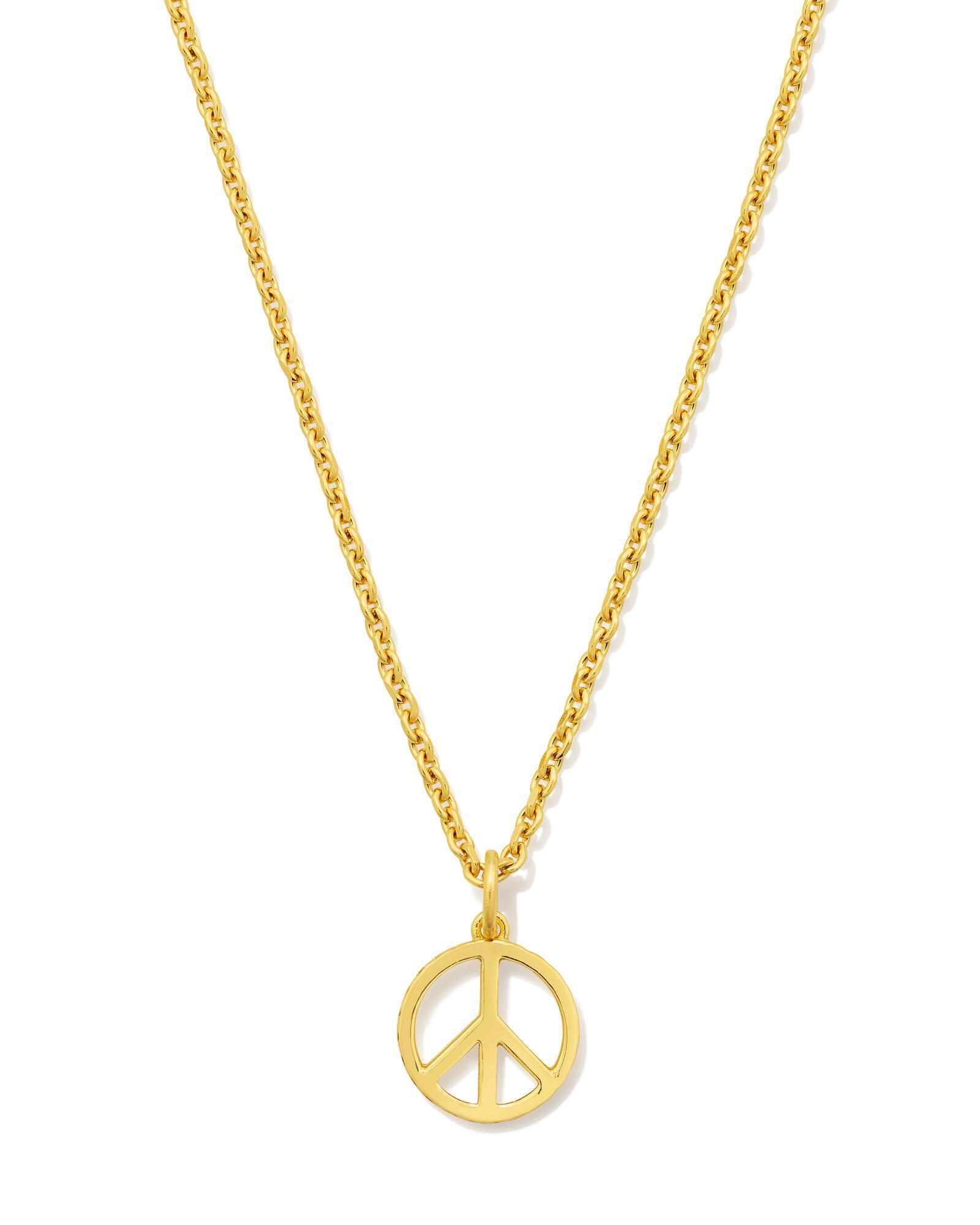 Mini Peace Sign Pendant Necklace in Sterling Silver Product Image