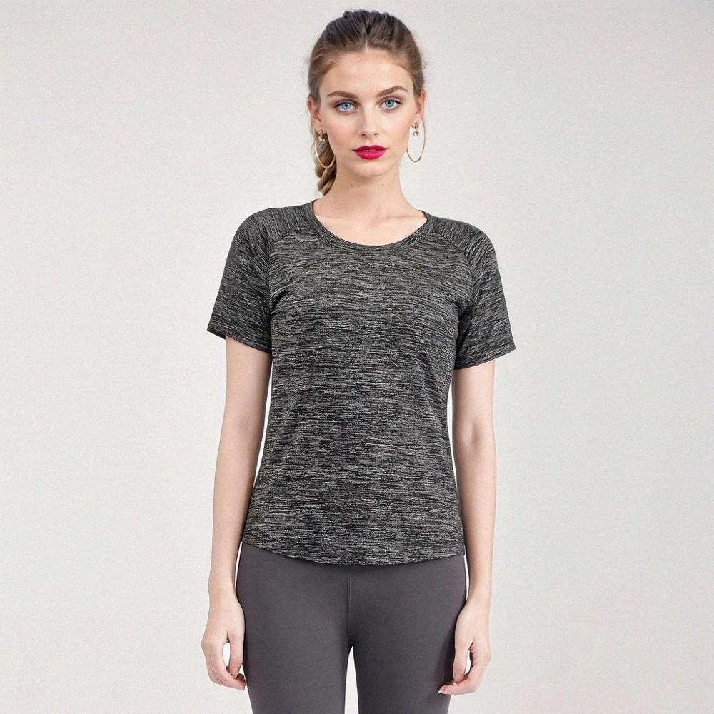 Olivia Mark –  High-Performance Round Neck Short Sleeve Activewear T-shirt for Running, Yoga, and Sports – Solid Color Product Image