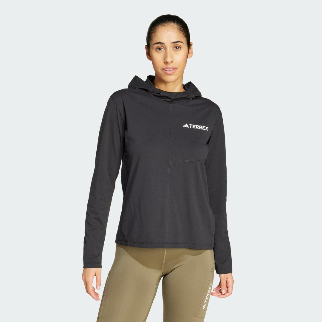 adidas Terrex Multi Climacool Hooded Long Sleeve Top Semi Flash Aqua XL Womens Product Image