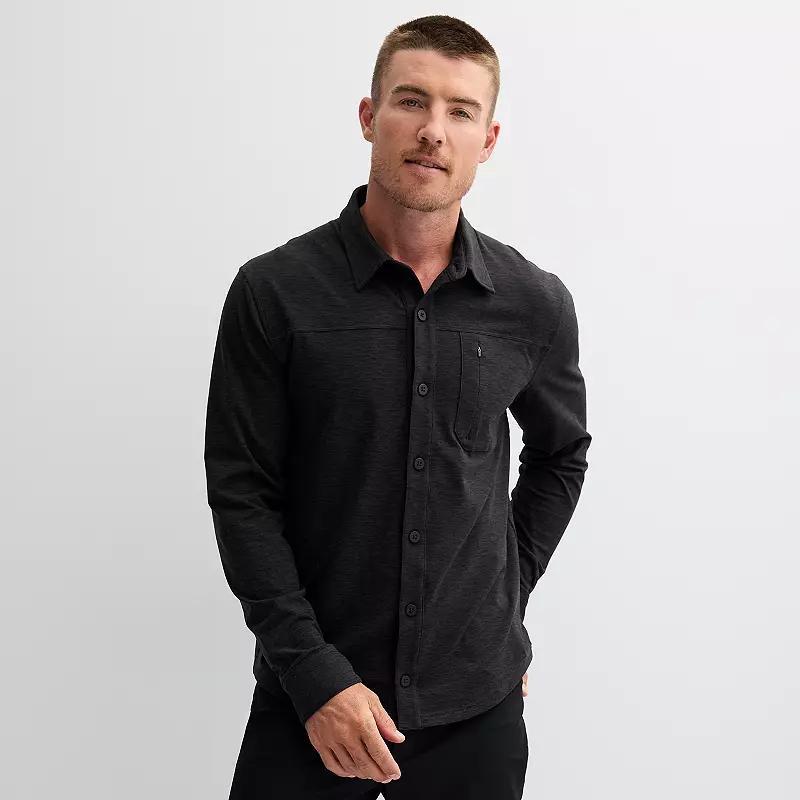 Men's FLX Luxury Soft Cozy Wander Button-Down Shirt, Size: Small, Mineral Black Product Image