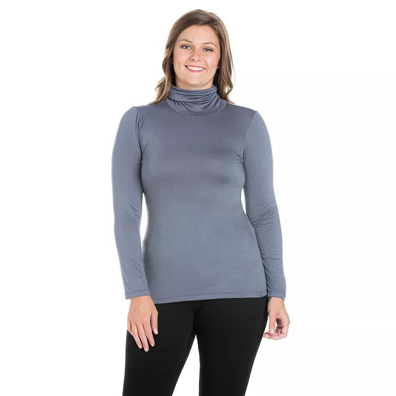 Plus Size 24Seven Comfort Apparel Classic Long Sleeve Turtleneck, Women's, Size: 1XL, Grey Product Image