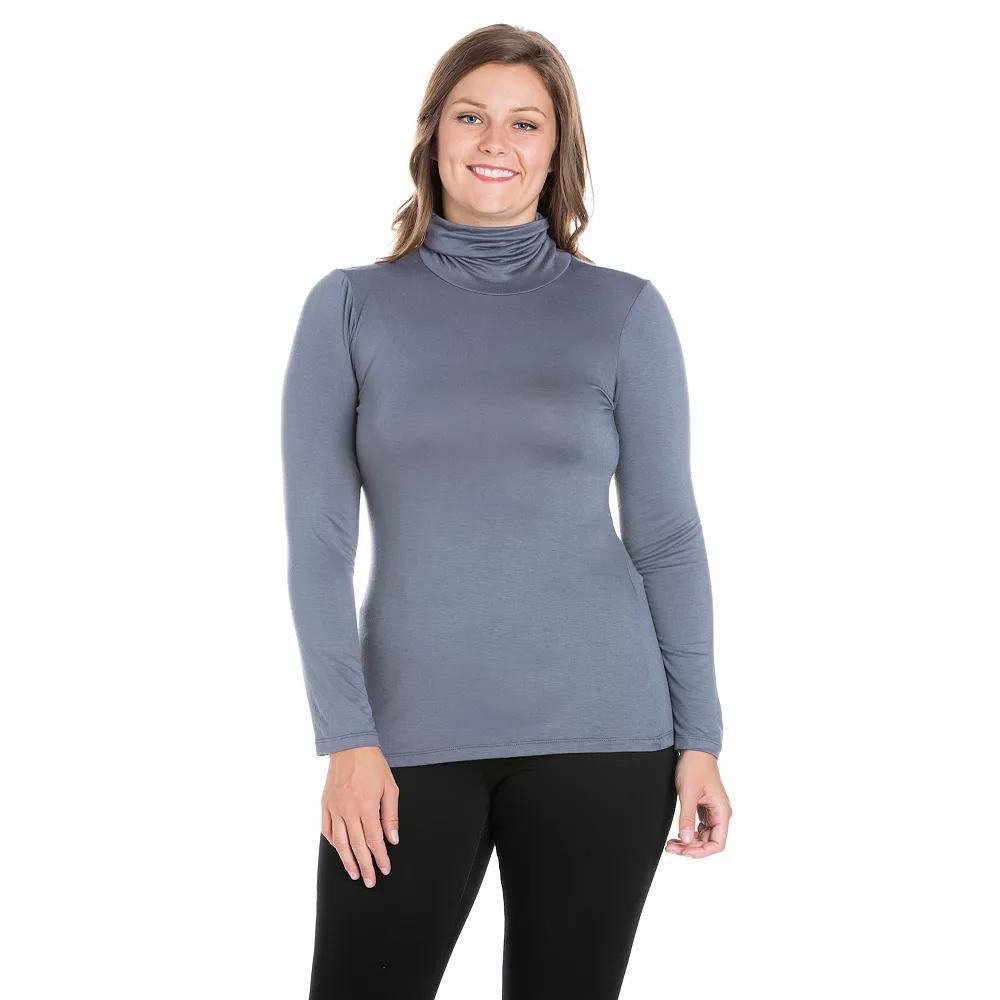 Plus Size 24Seven Comfort Apparel Classic Long Sleeve Turtleneck, Women's, Size: 1XL, Grey Product Image