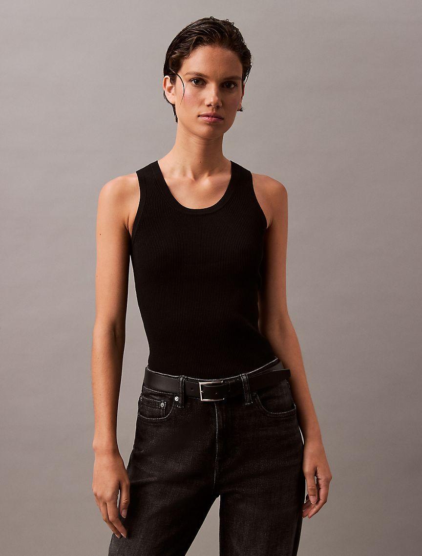 Rib Cotton Sweater Tank Product Image
