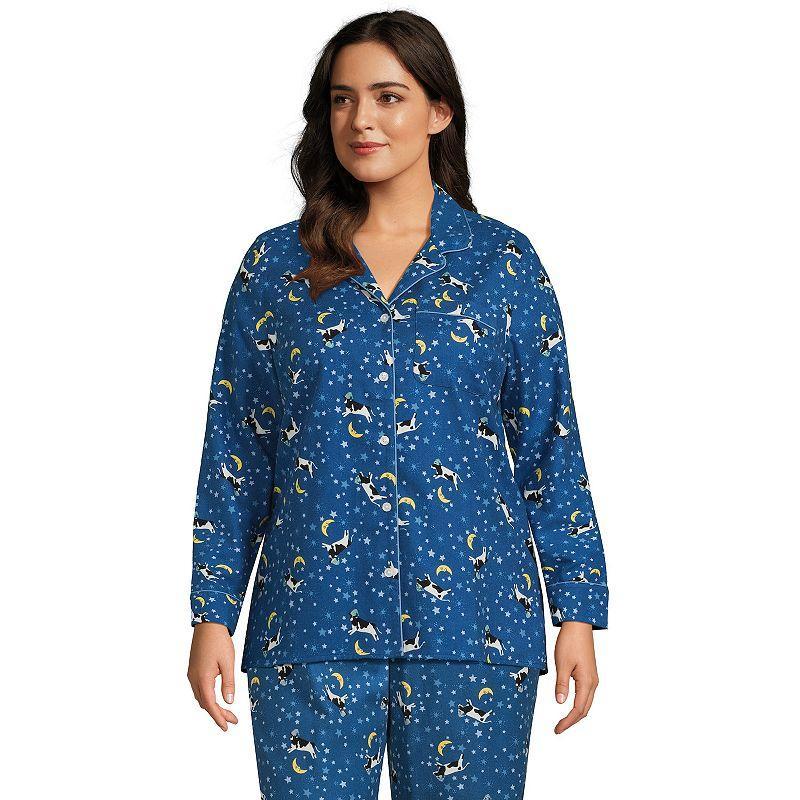 Plus Size Lands End Long Sleeve Flannel Pajama Top, Womens Product Image