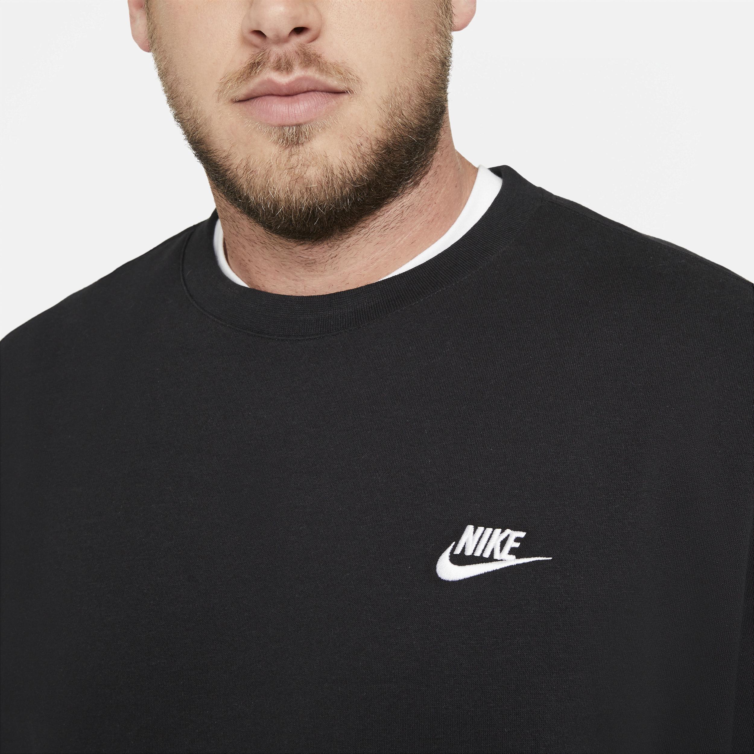 Men's Nike Club Fleece Crew, Size: Large, White Black Product Image