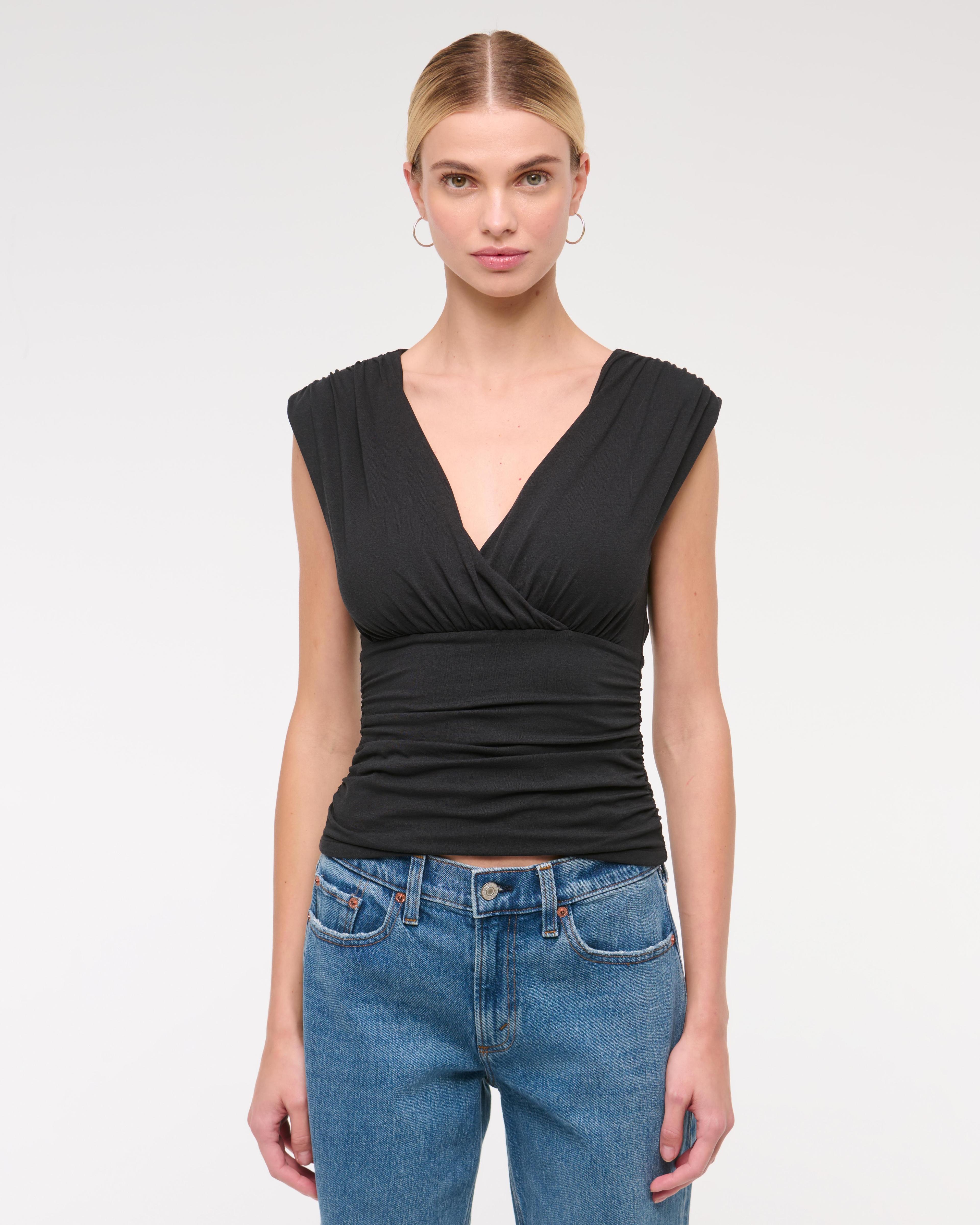 Ruched V-Neck Top Product Image