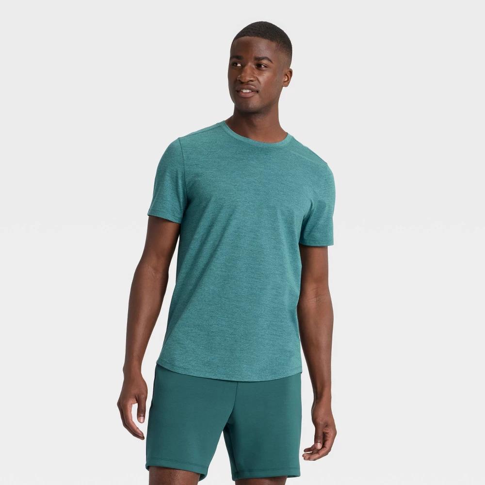 Men's Short Sleeve Soft Stretch T-Shirt - All In Motion™ Teal Blue L Product Image