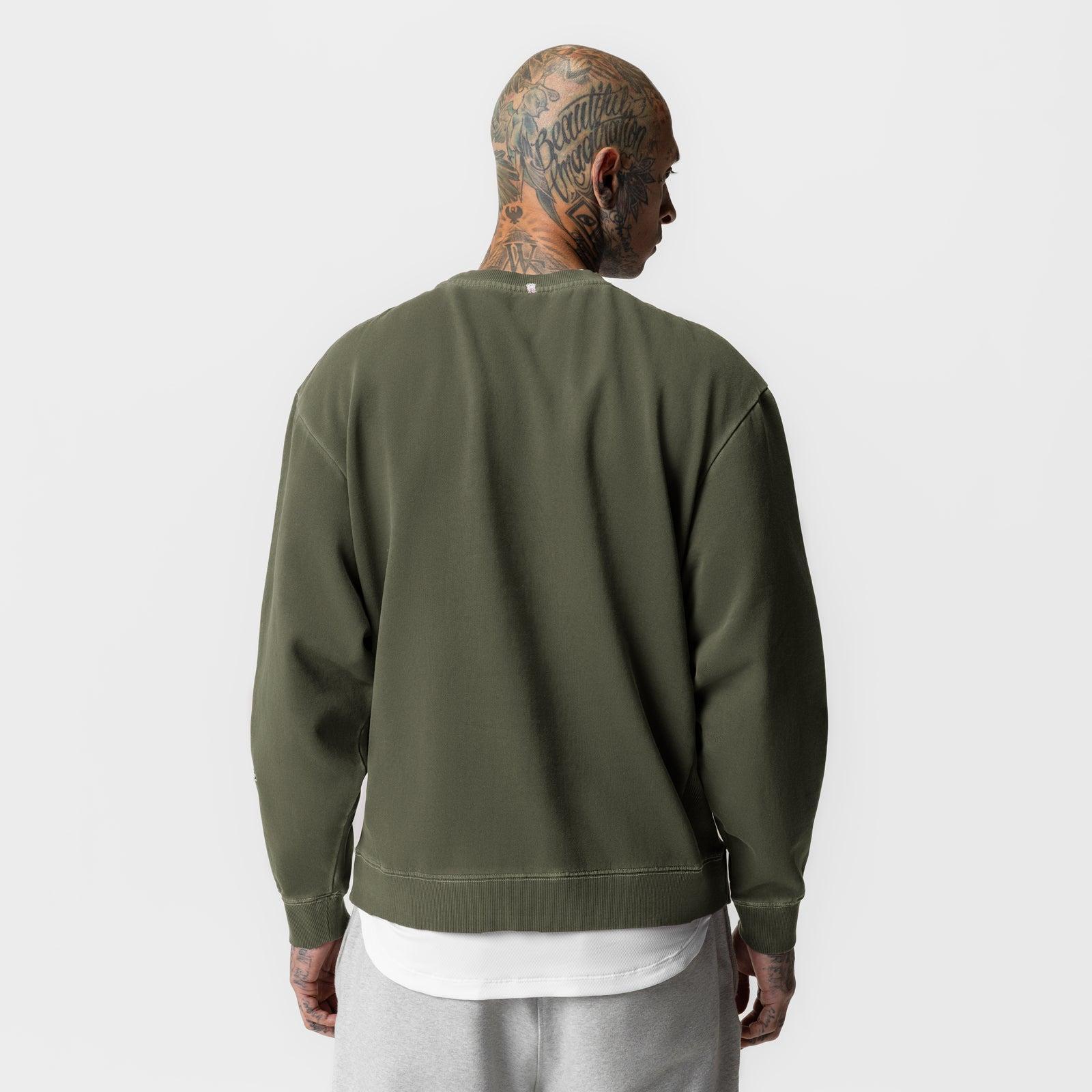 0861. Tech Essential™ Distressed Crewneck - Faded Olive Product Image