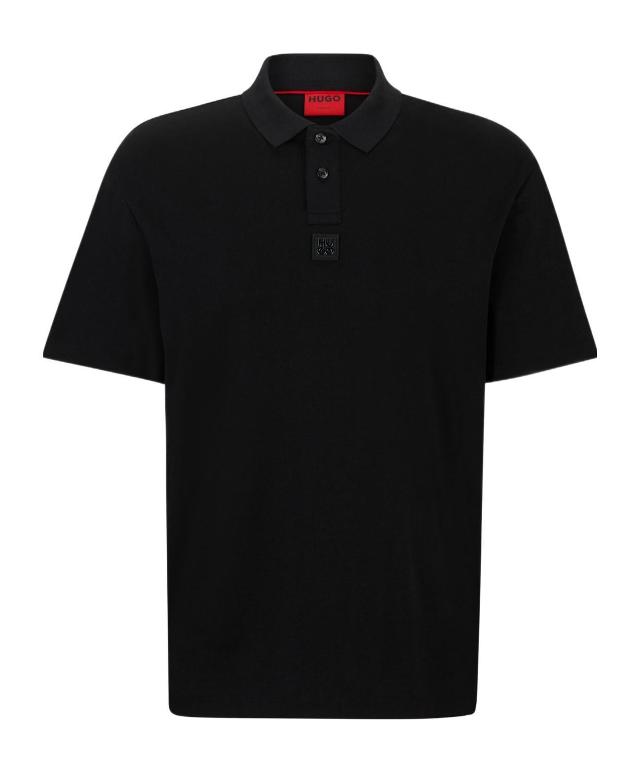 HUGO BOSS Logo-appliqué Cotton Polo Shirt In Black Product Image