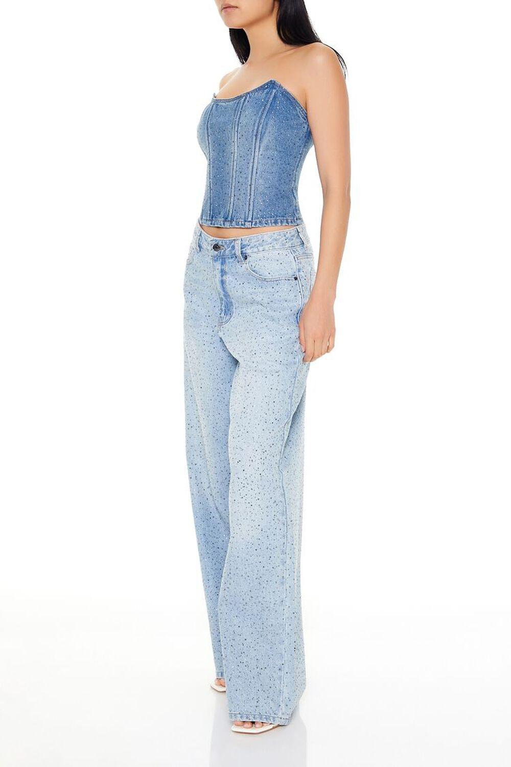 Rhinestone Wide-Leg Jeans | Forever 21 Product Image