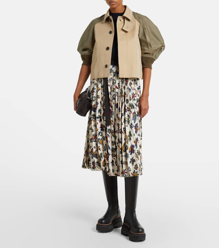 SACAI Printed Pleated Midi Skirt In White Product Image