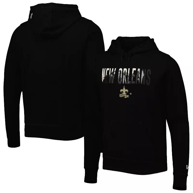 Men's New Era Black New Orleans Saints Ink Dye Pullover Hoodie, Size: 2XL Product Image