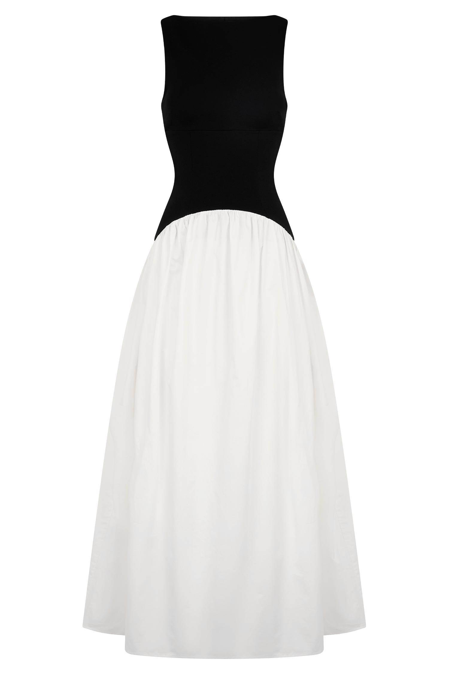 Acacia Contrast Sleeveless Maxi Dress - Black/White Product Image