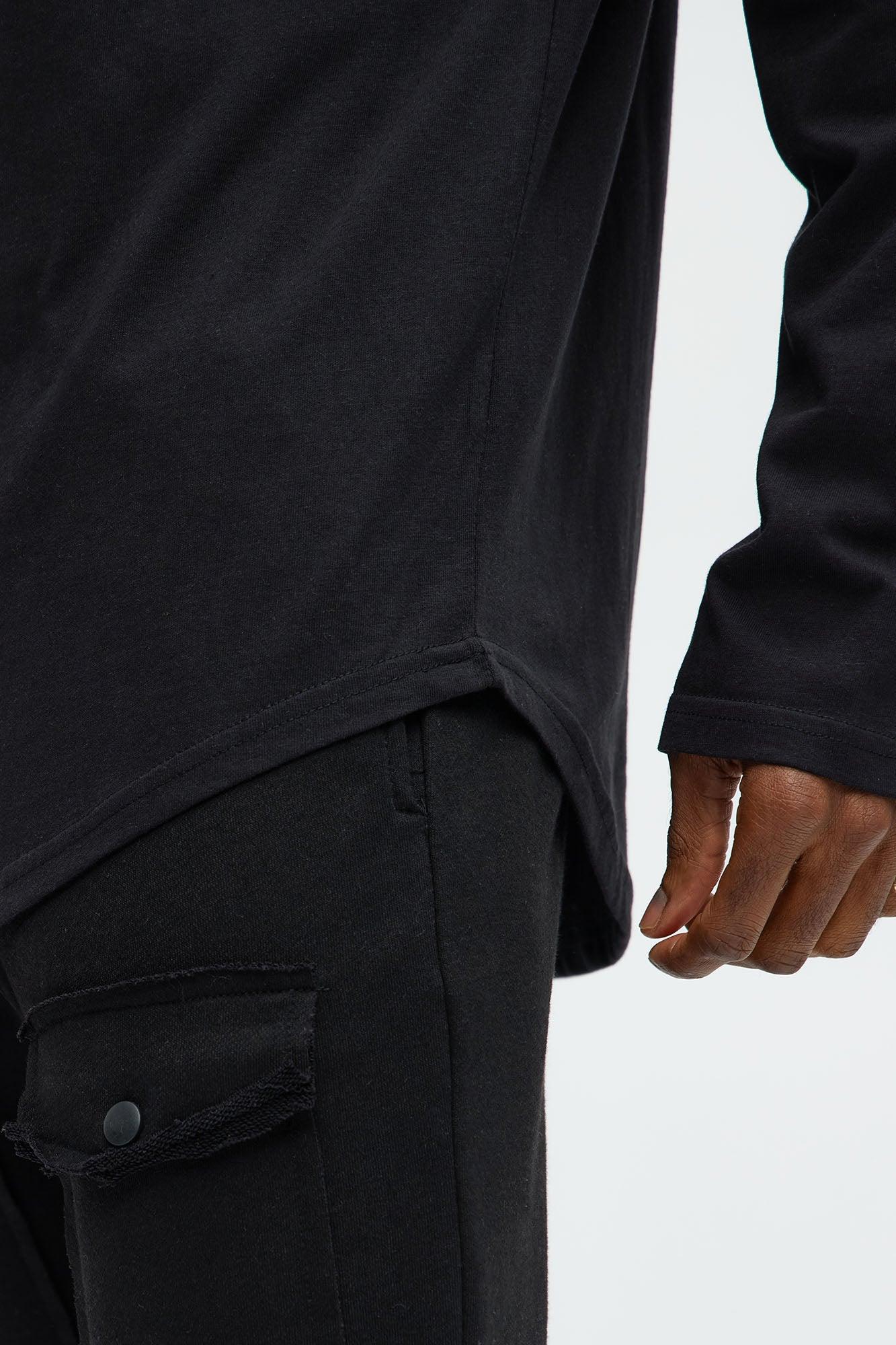 Essential Long Sleeve Scallop Tee - Black Product Image