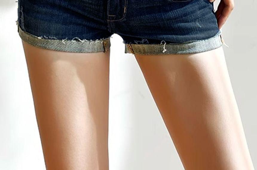 Low Rise Washed Denim Shorts Product Image