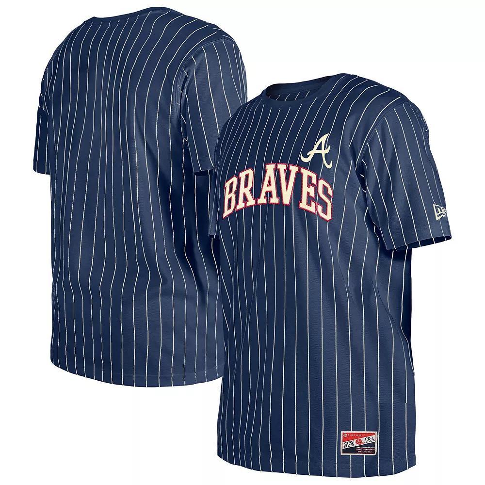 Men's New Era Navy Atlanta Braves Throwback Pinstripe T-Shirt, Size: Large, Blue Product Image