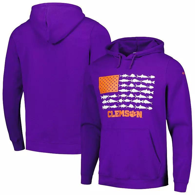 Men's Columbia Purple Clemson Tigers PFG Fish Flag II Pullover Hoodie, Size: Medium Product Image