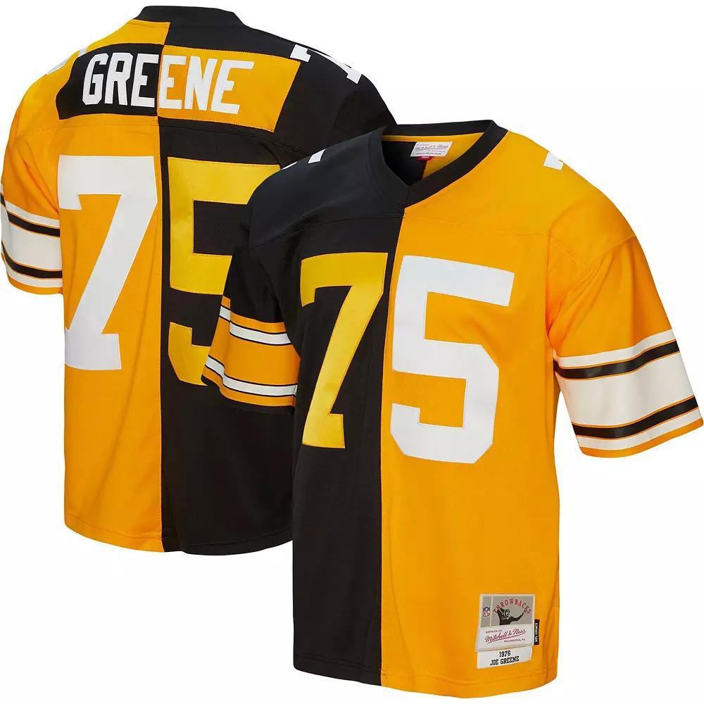 Men's Mitchell & Ness Joe Greene Black/Gold Pittsburgh Steelers 1976 Split Legacy Replica Jersey, Size: Large Product Image