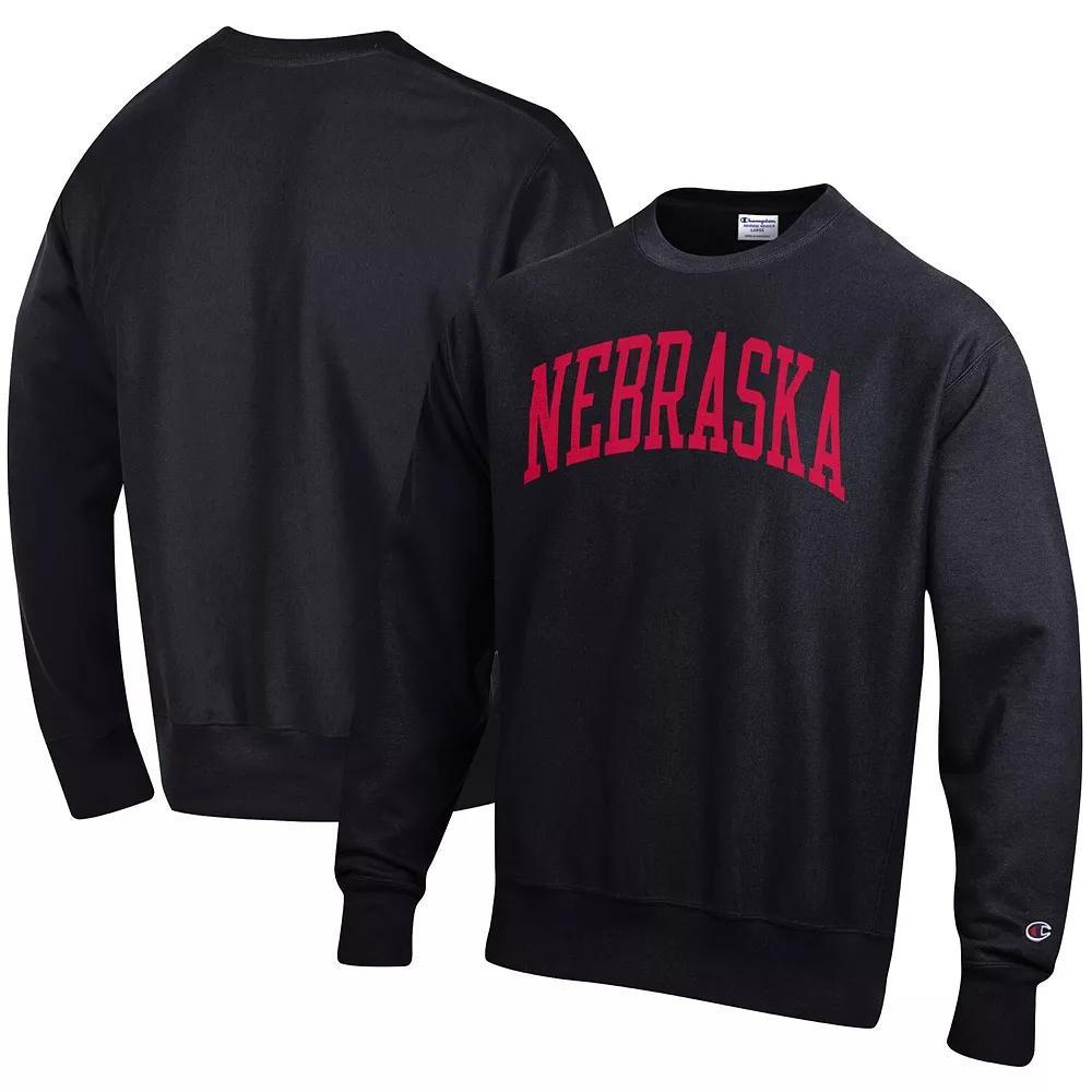 Men's Champion Black Nebraska Huskers Arch Reverse Weave Pullover Sweatshirt,  Product Image