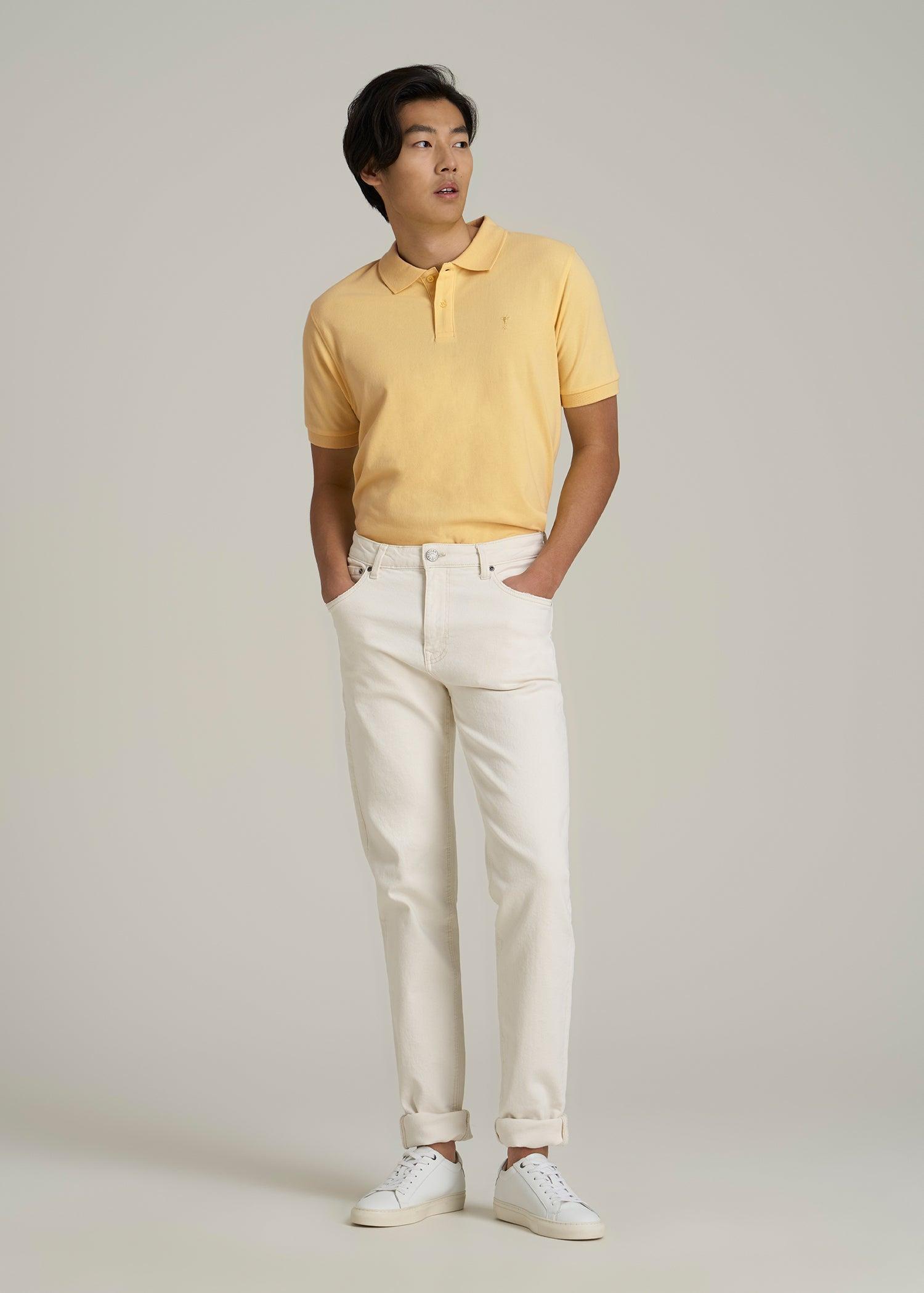 Classic Polo with Embroidered Logo for Tall Men in Lemon Drop Male Product Image