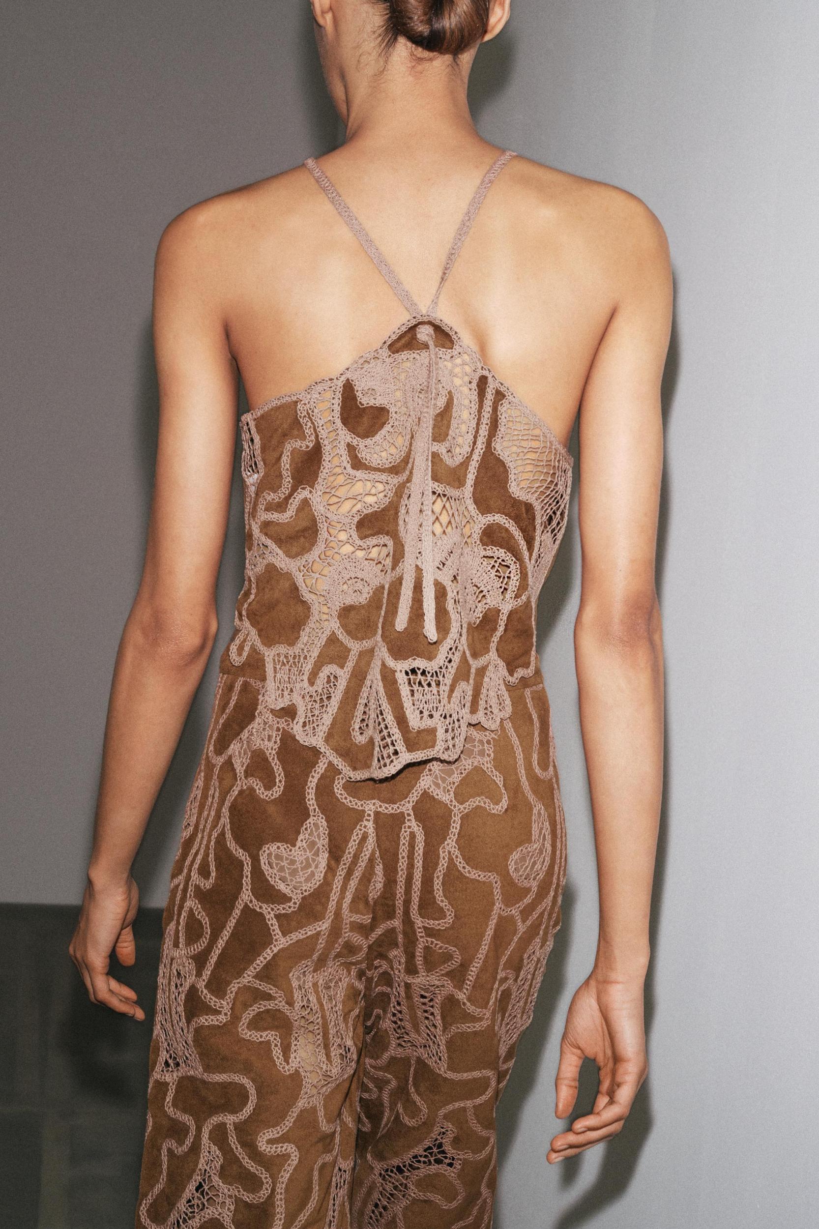 FAUX SUEDE CROCHET TOP Product Image