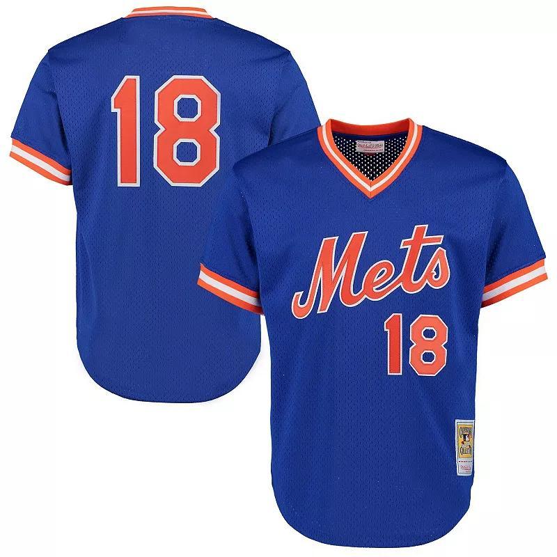 Mens Mitchell & Ness Darryl Strawberry Royal New York Mets Cooperstown Mesh Batting Practice Jersey Product Image