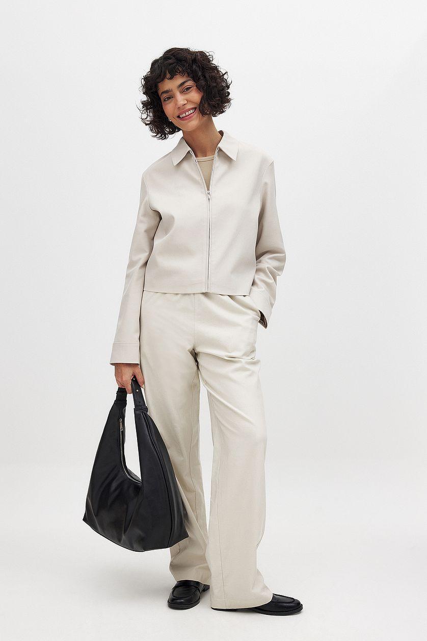 Linen Blend Loose High Waist Pants Product Image