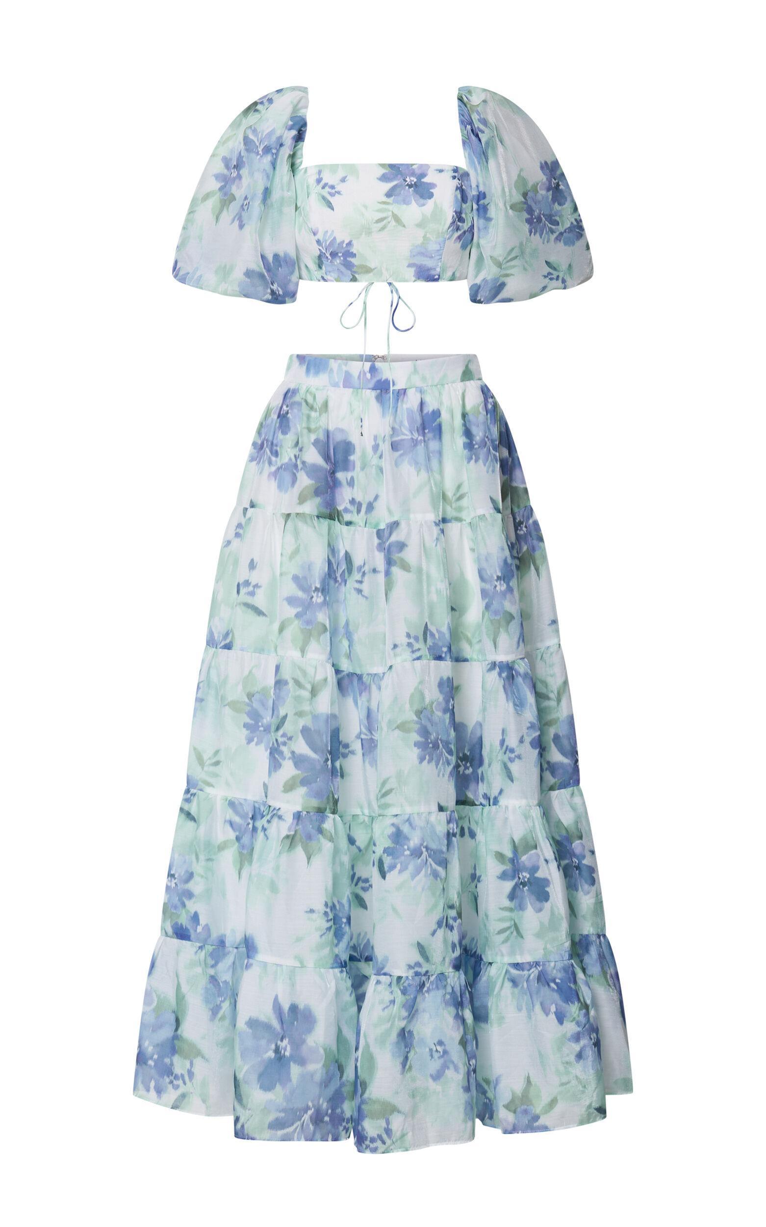 Amalie The Label - Rosa Crop Top and Tiered Maxi Skirt Two Piece Set in Elysian Print Product Image