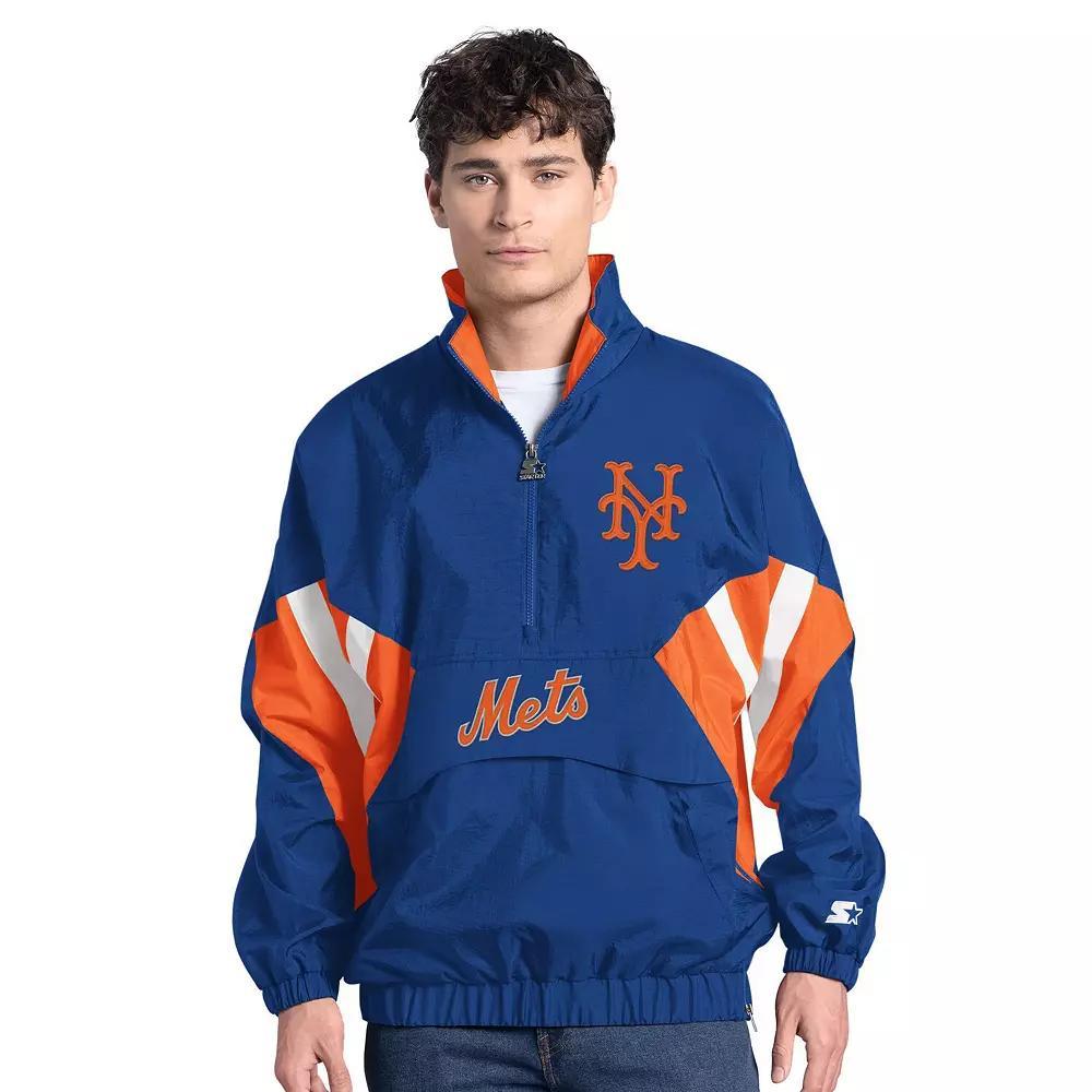 Men's Starter Royal New York Mets Cooperstown Chief Half-Zip Pullover,  Product Image