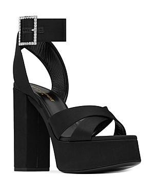 Womens Bianca Platform Sandals In Satin Crepe Product Image