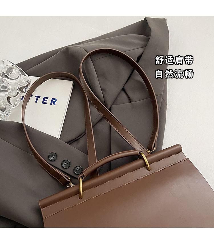 Flap Buckle Faux Leather Backpack Product Image