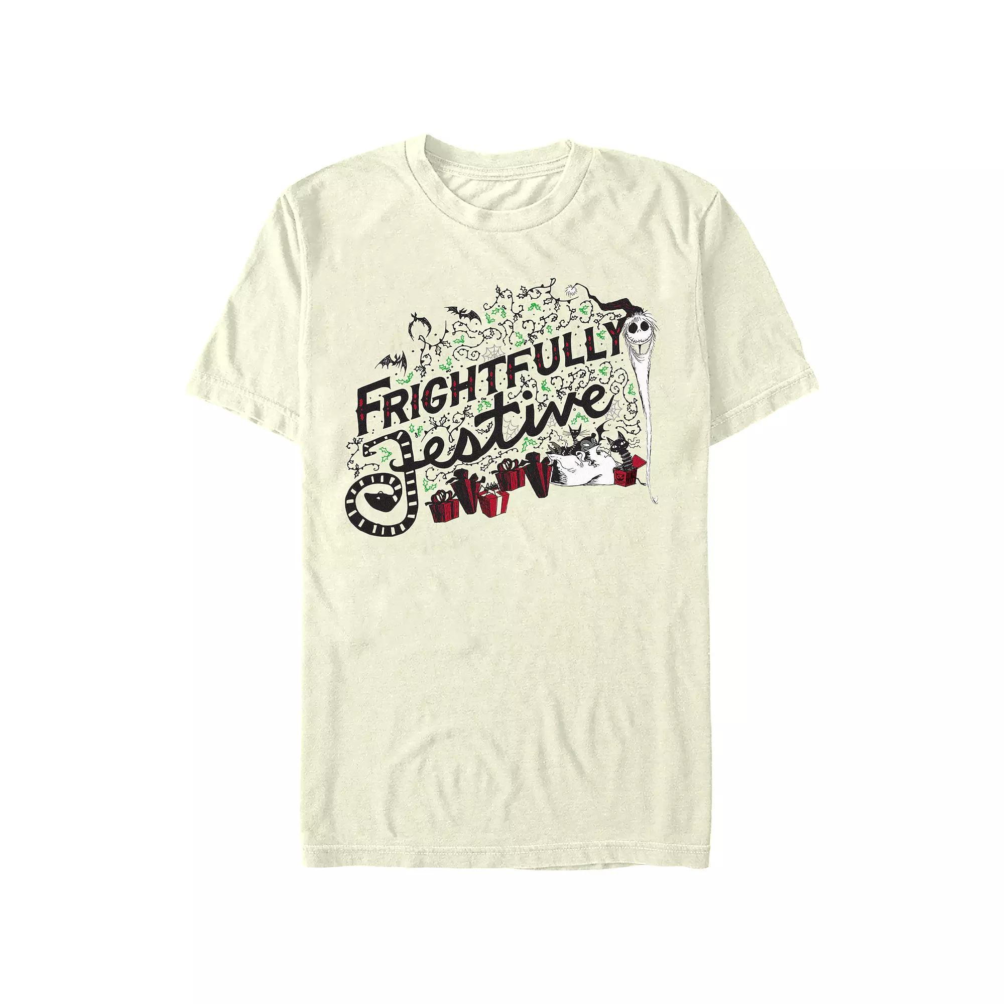 Disney's The Nightmare Before Christmas Frightfully Festive Men's Graphic Tee, Size: Medium, Natural Product Image