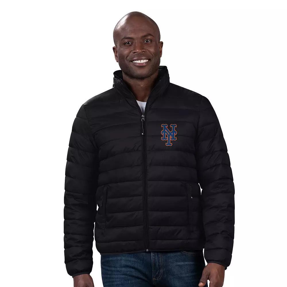 Men's G-III Sports by Carl Banks Black New York Mets Packable Neck Pillow Full-Zip Puffer Jacket,  Product Image
