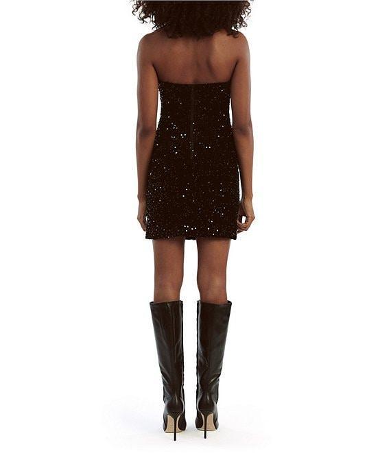 Bardot Sweetheart Neck Velvet Sequin Mini Dress Product Image