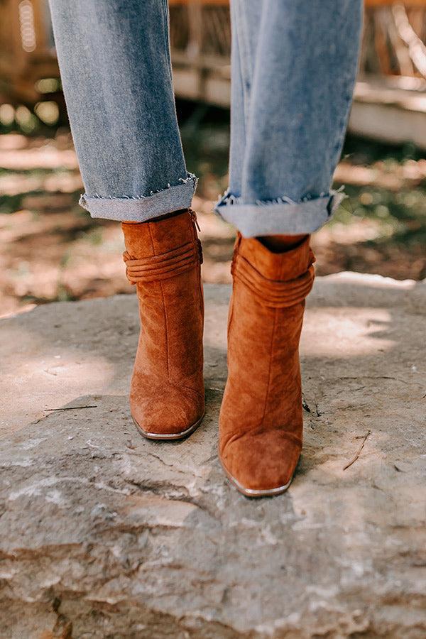 The Luna Faux Suede Bootie In Brown Product Image