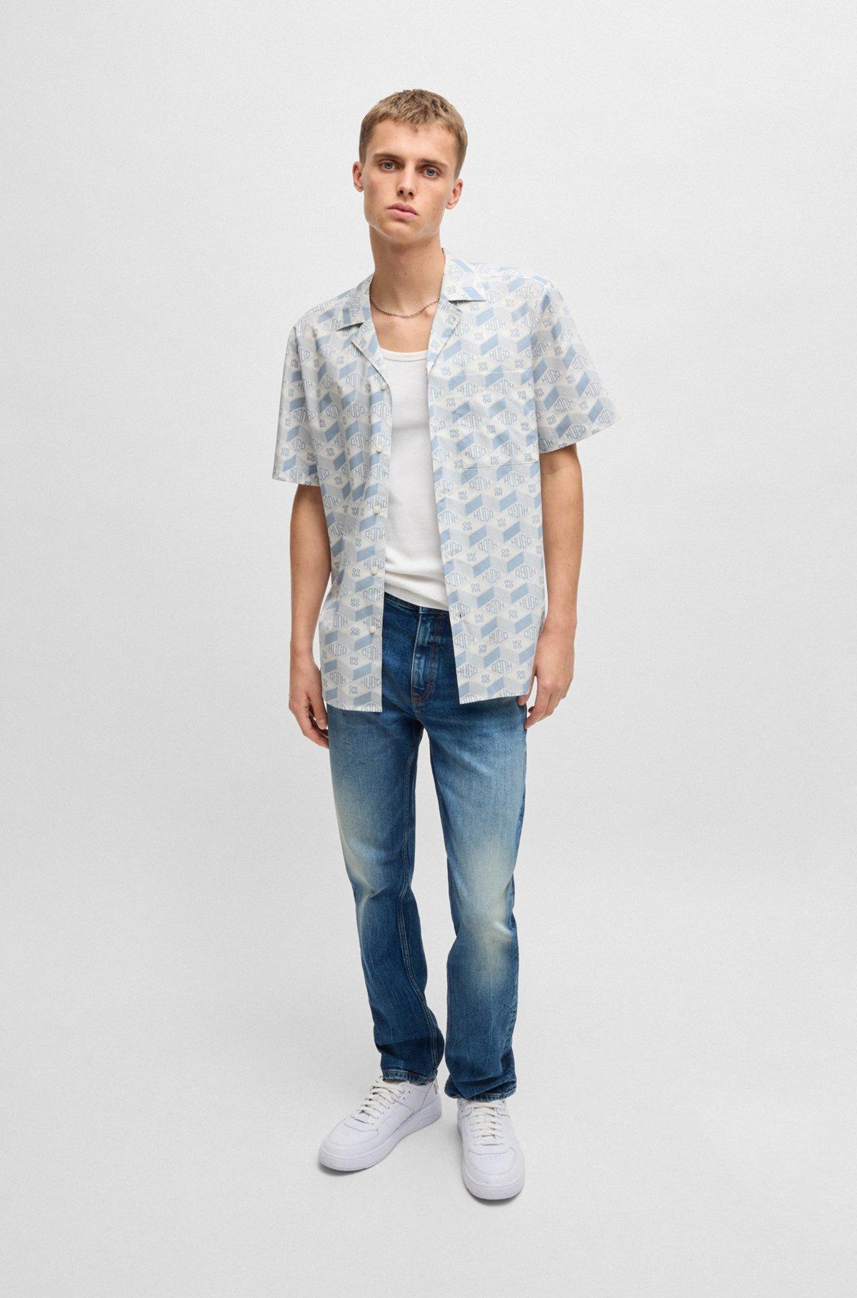 Relaxed-fit shirt in cotton with geometric-logo print Product Image