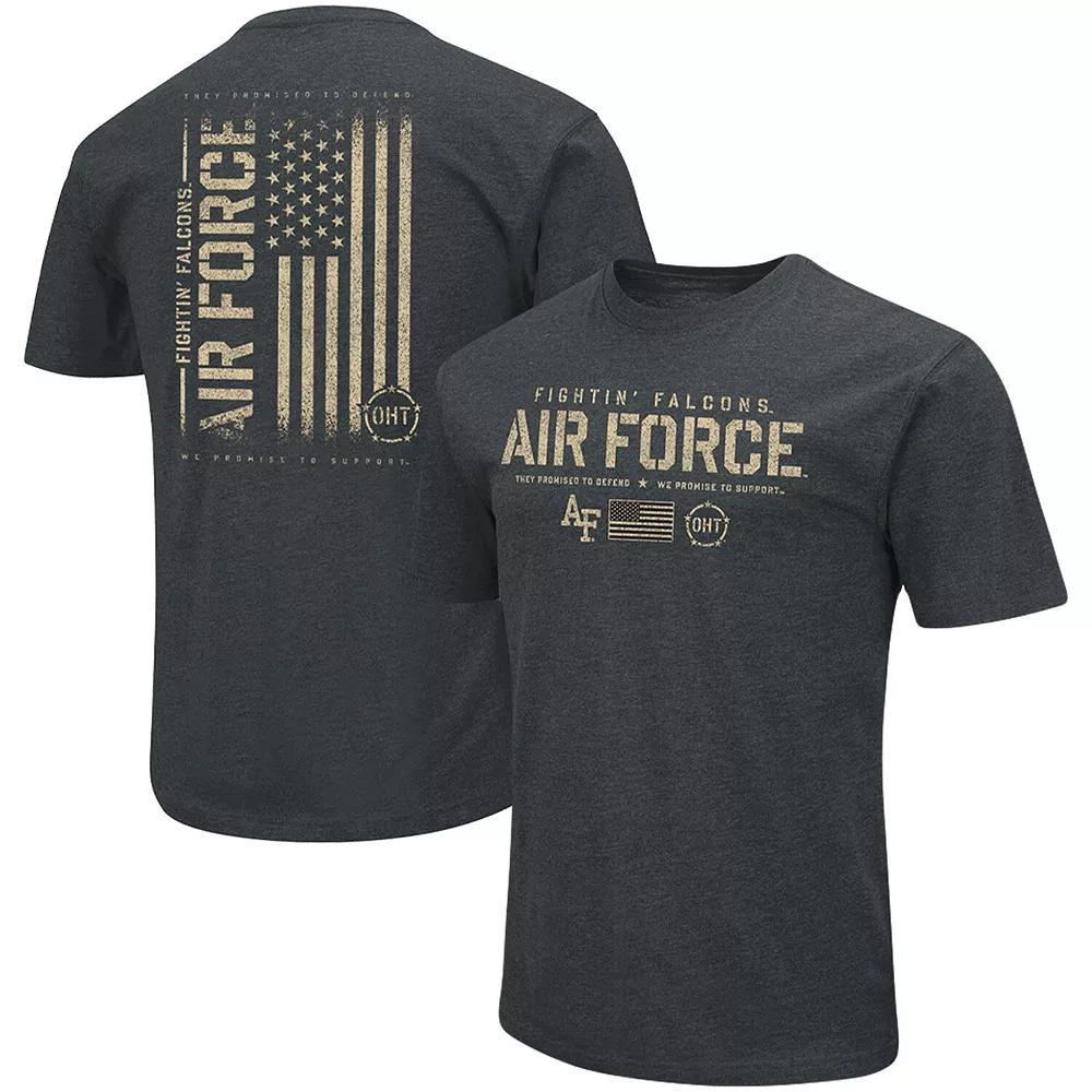 Men's Colosseum Heathered Black Air Force Falcons OHT Military Appreciation Flag 2.0 T-Shirt, Size: 2XL, Afa Charco Product Image