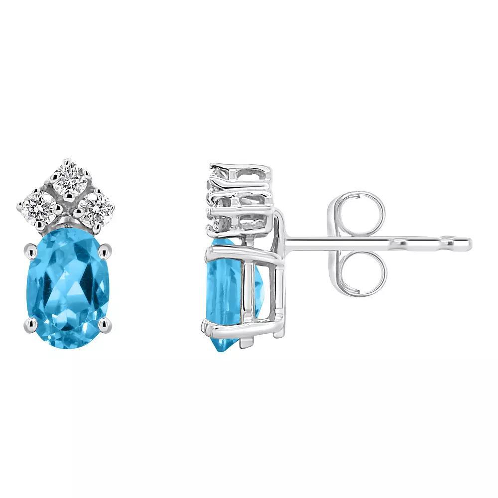 Celebration Gems 14k Gold Oval Citrine & 1/8 Carat T.W. Diamond Stud Earrings, Womens Product Image