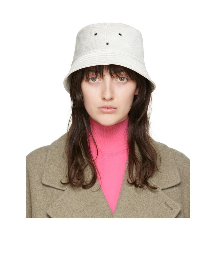 BOTTEGA VENETA Intreccio Jacquard Nylon Bucket Hat In White Product Image