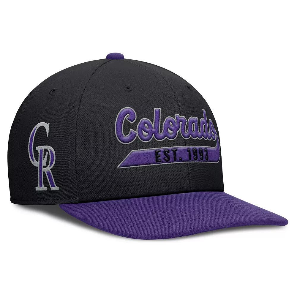 Men's Nike Black/Purple Colorado Rockies Pro Performance Snapback Hat, Size: Medium/Large Product Image