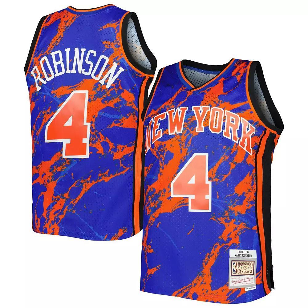 Men's Mitchell & Ness Nate Robinson Blue New York Knicks 2005/06 Hardwood Classics Marble Swingman Jersey, Size: Small Product Image
