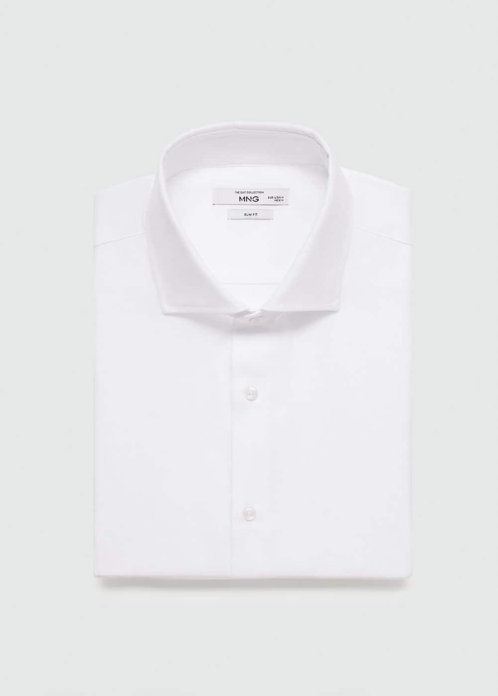 Slim-fit textured cotton suit shirt - Men | MANGO USA Product Image