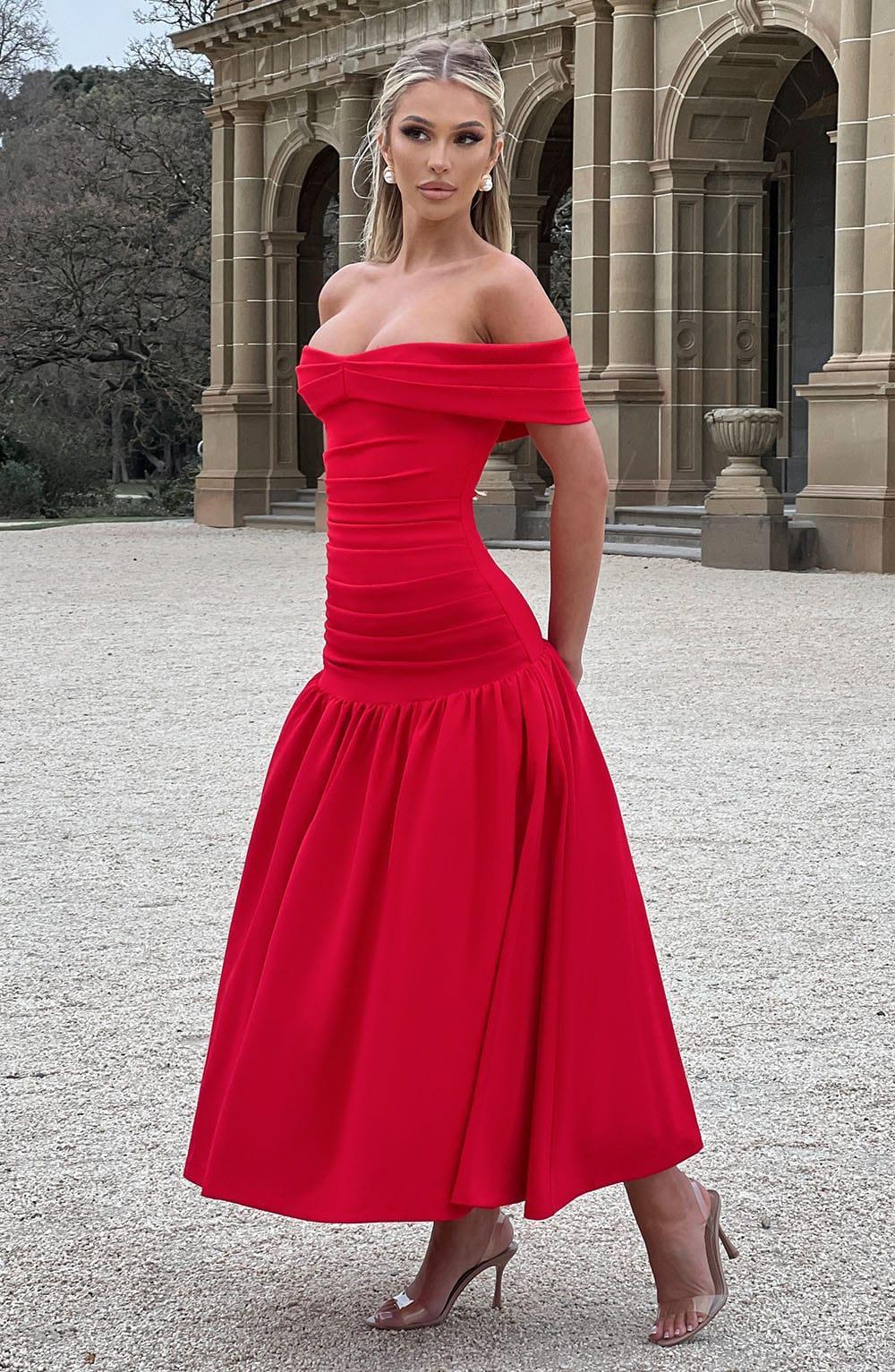 Wilhelmina Midaxi Dress - Red Product Image