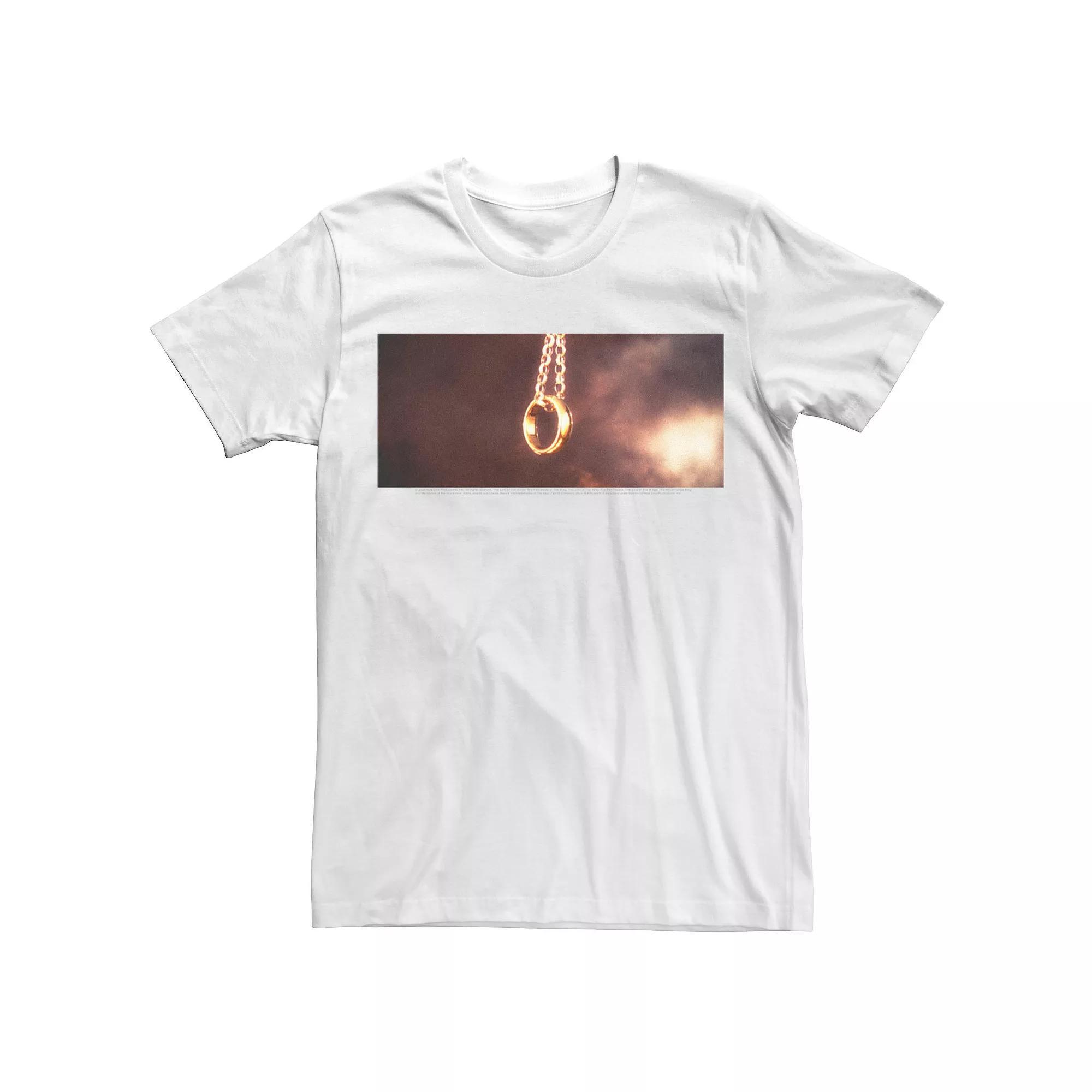 Men's The Lord Of The Rings Dangling Ring Panel Tee, Size: XL, White Product Image