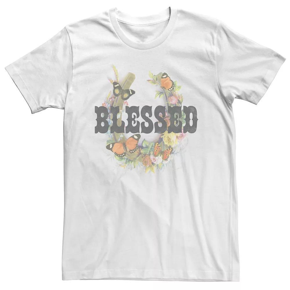 Big & Tall Fifth Sun "Blessed" Horseshoe Butterfly Portrait Tee, Men's, Size: 3XL Tall, White Product Image