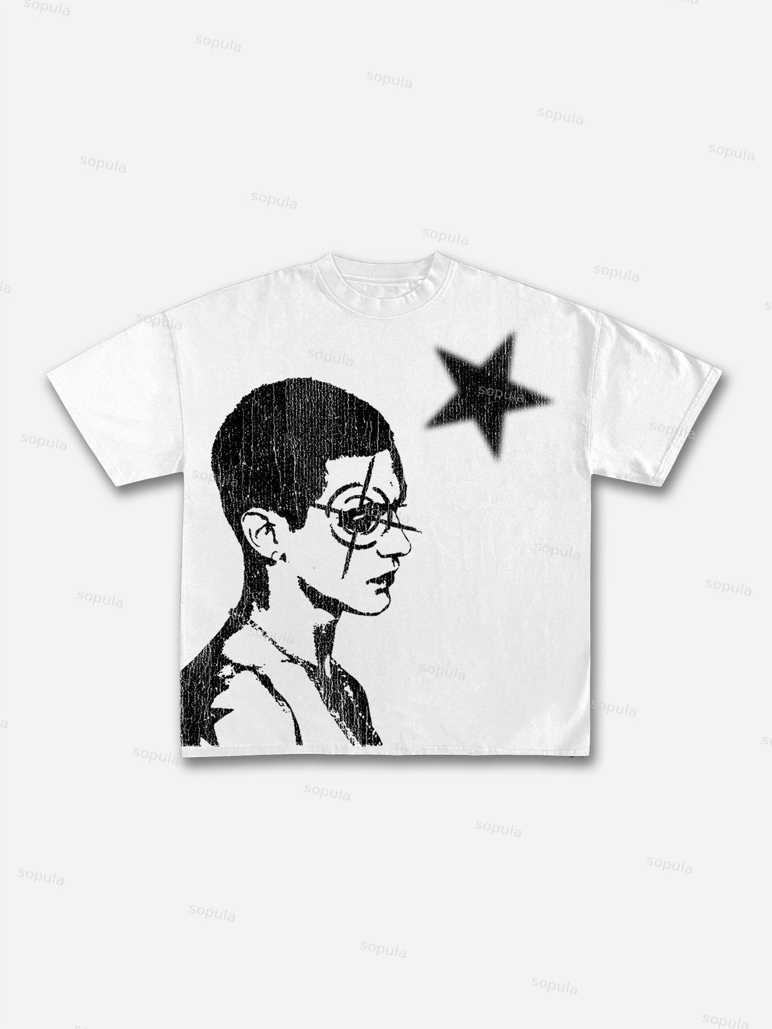 Abstract Street Portrait Print Cotton T-shirt Product Image