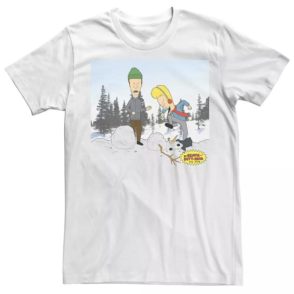 Men's Beavis And Butthead Snowman Short Sleeve Tee, Size: XXL, White Product Image