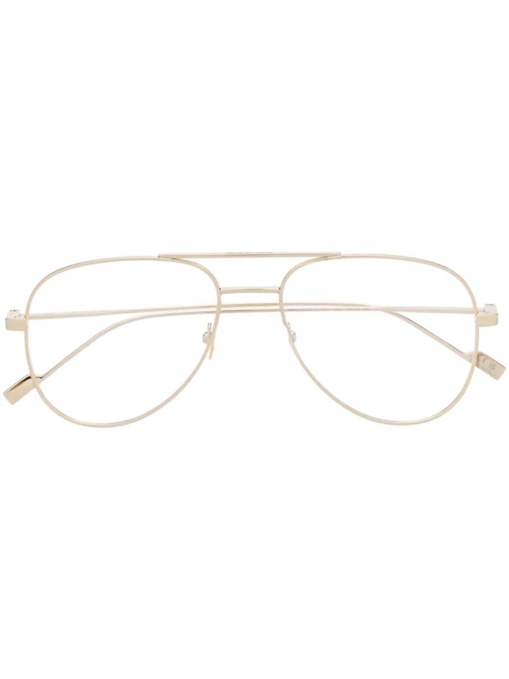 SAINT LAURENT Logo Pilot-frame Glasses In Gold Product Image