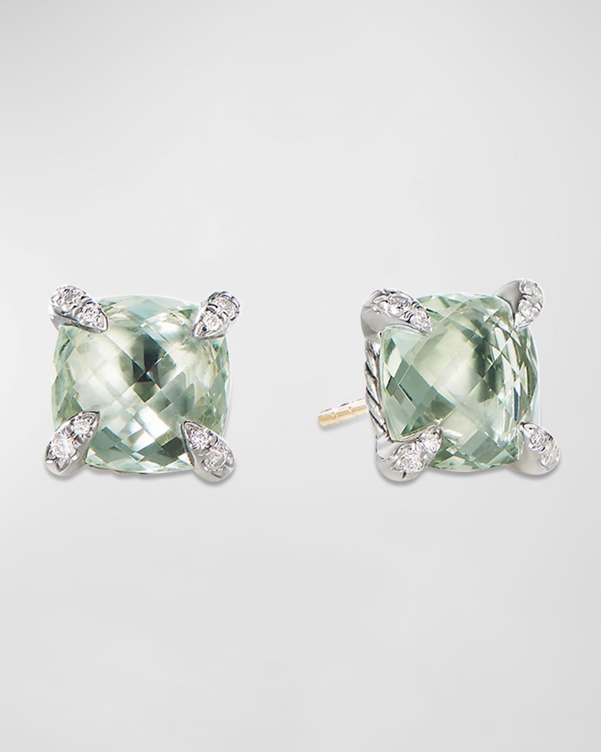 Womens Chtelaine Stud Earrings with Gemstone & Diamonds/9mm Product Image