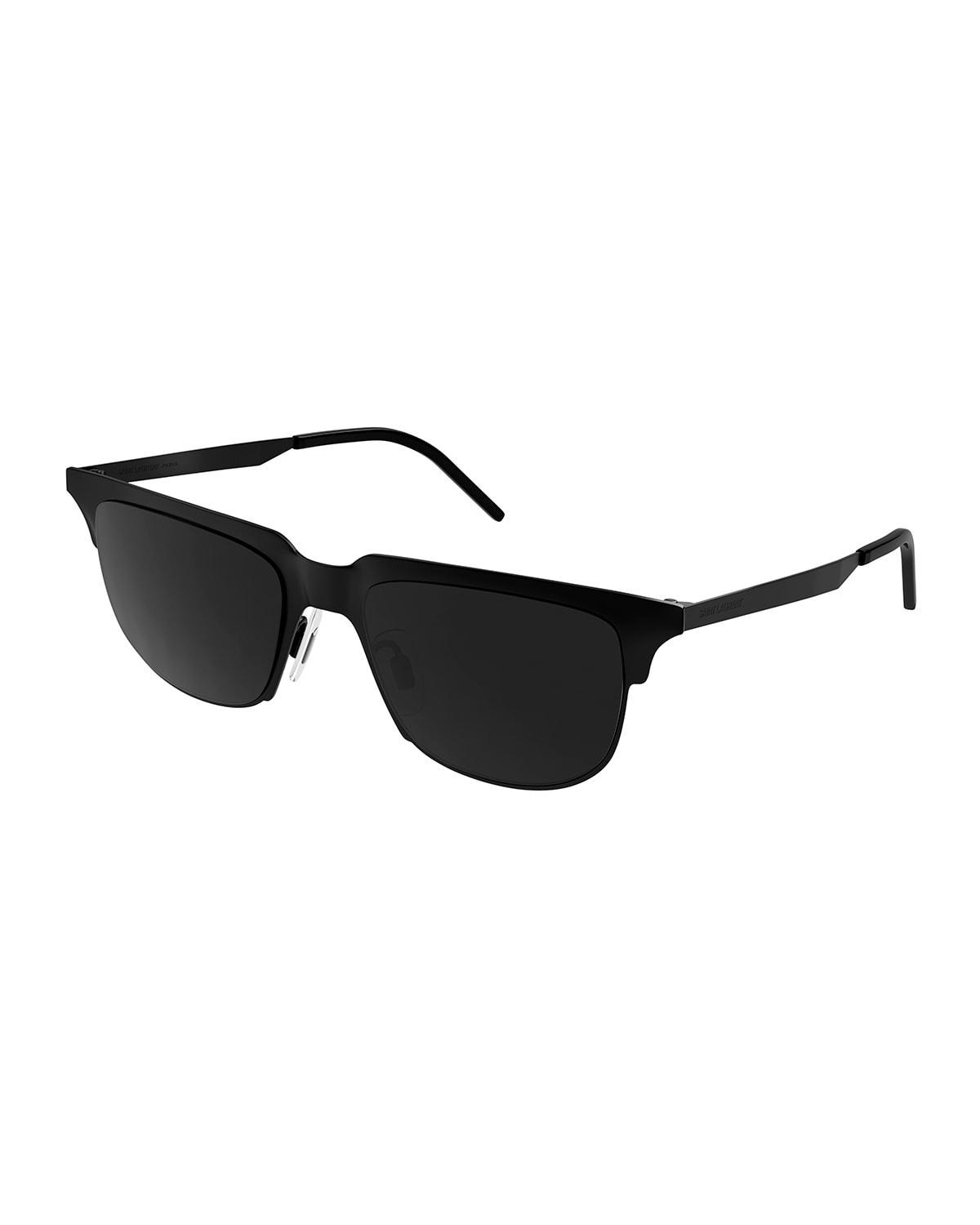 Mens Half-Rim Rectangle Metal Sunglasses Product Image